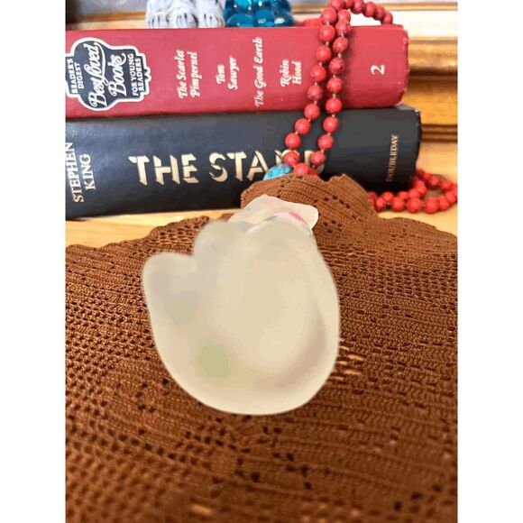 Vintage Fenton Happy Cat Frosted Glass Hand Painted Kitty 4 Inch Mini Figurine C - Picture 4 of 5